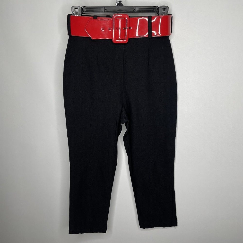 Deadly Dames PUG Retro 50s Deadly Curves Belted Black Capri Pants